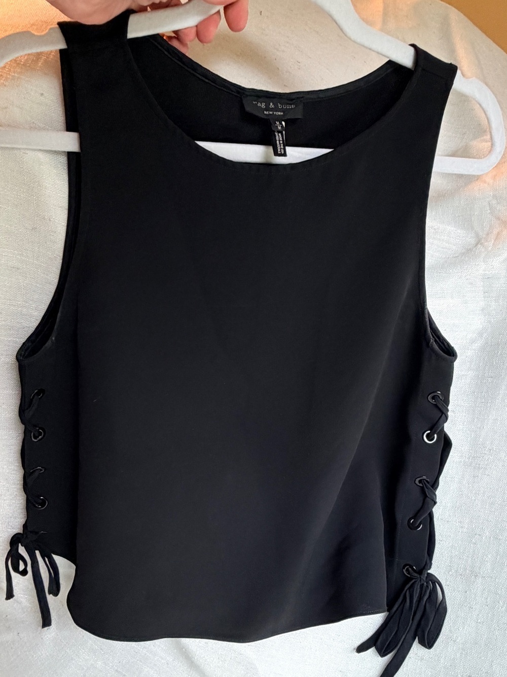 Rag & Bone Eliza Black Lace Up Side Sleeveless Tunic Top XS